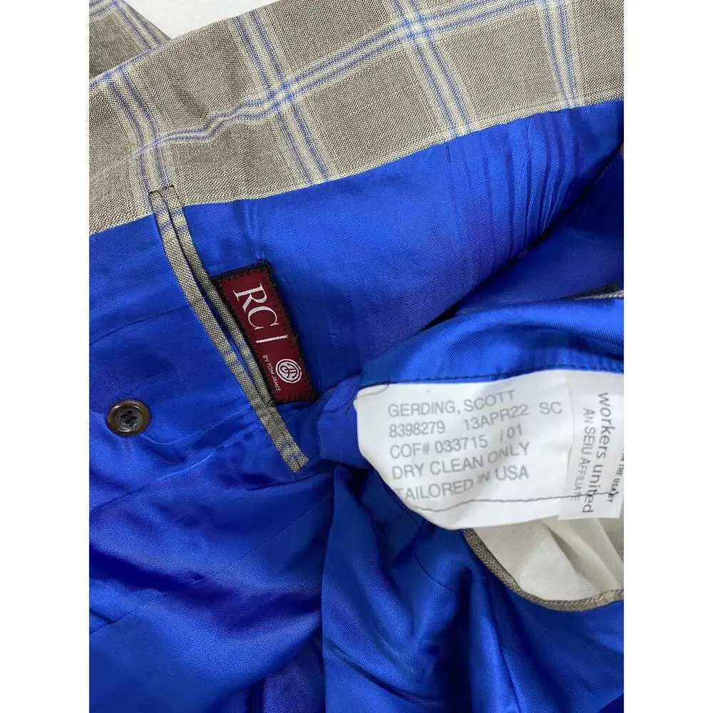 RC by Tom James USA Union Made plaid 2-button suit jacket blazer sport coat 38S